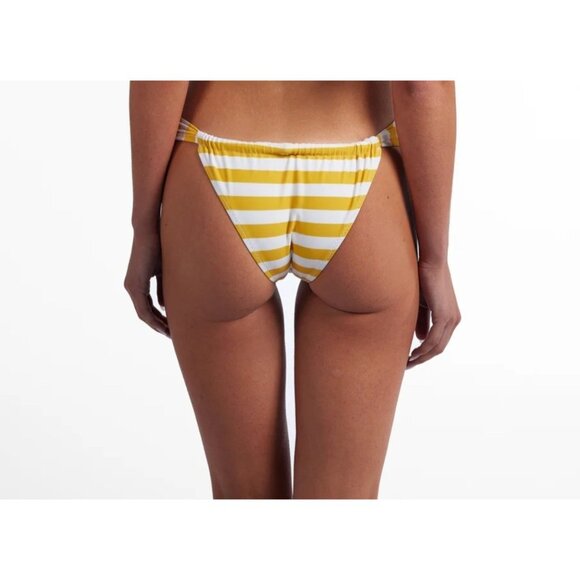 SAME Los Angeles Bottom Swim Womens High Rise Striped Yellow/White Small NWT - Picture 3 of 11